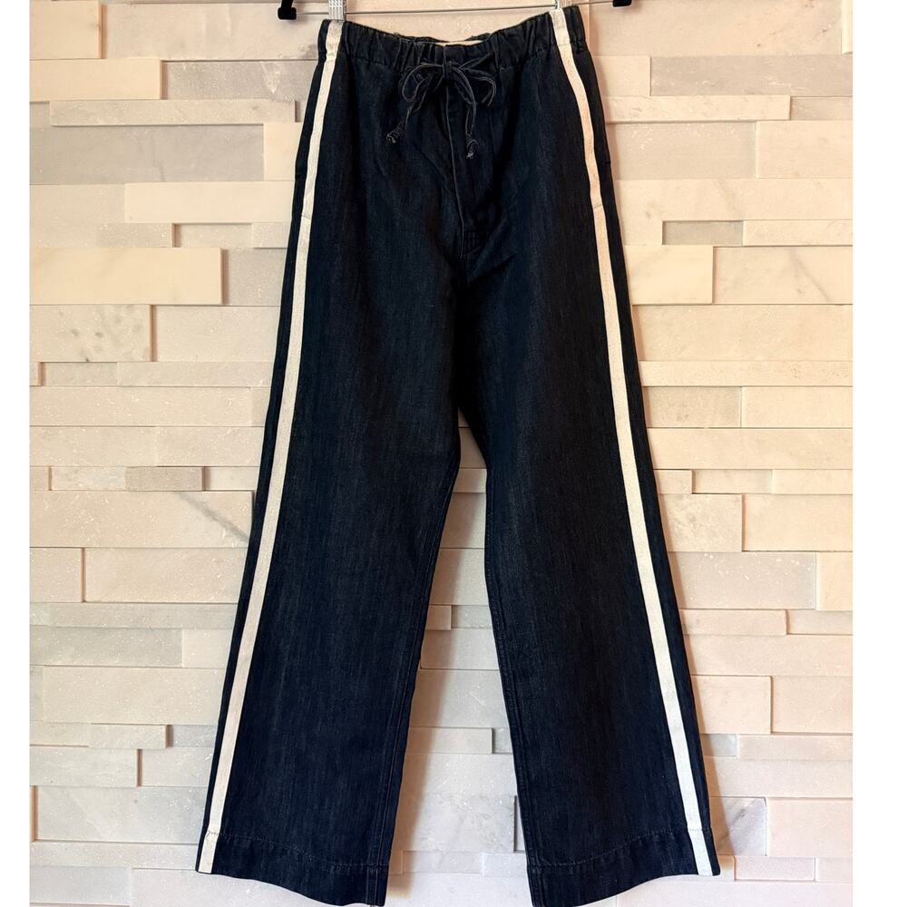 MARNI Sideline Drawstring Track Denim Wide Leg Pants Jeans IT36/US0 Quiet Luxury